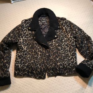 Rue21 Leopard Print Bomber Jacket with Black Accents